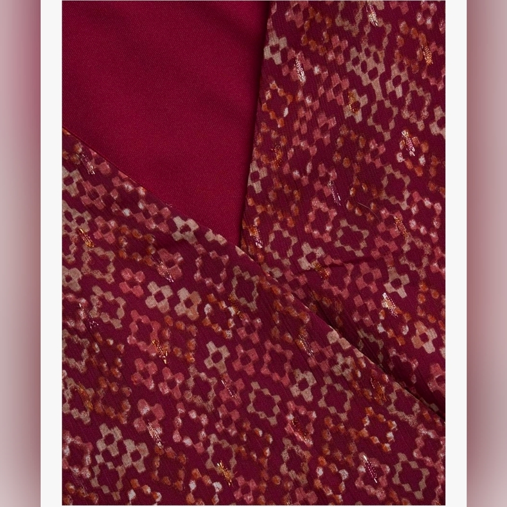 Lucky Brand Red Printed V-Neck Midi Dress - Picture 5 of 5